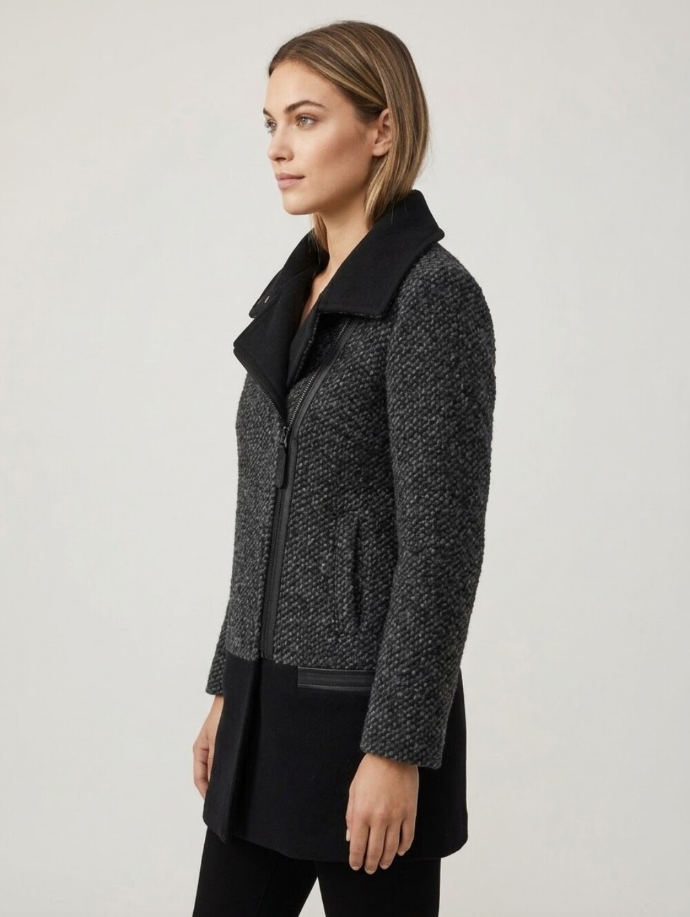 Mackage Berta Women's Black & Charcoal Textured Pea Coat